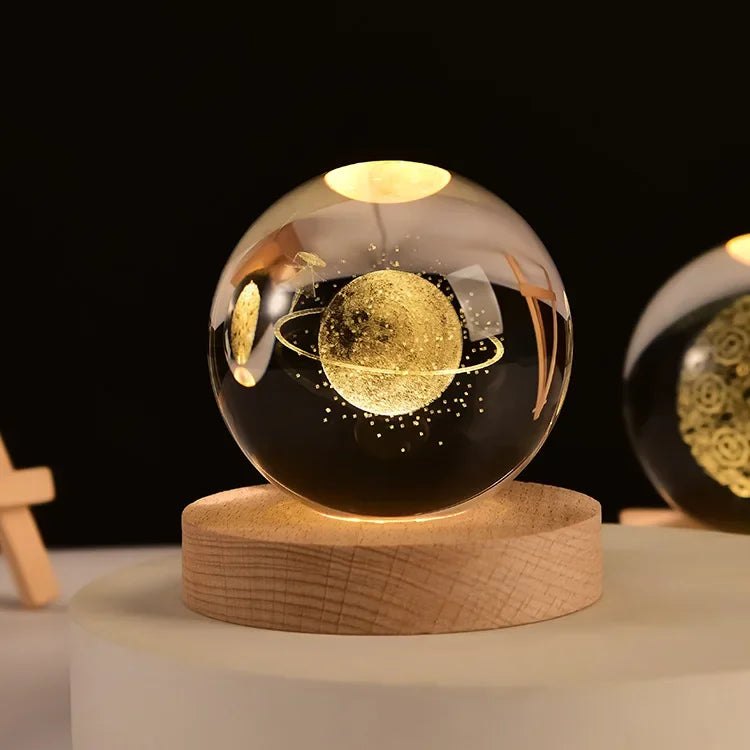3D Crystal Ball Crystal Planet Laser Engraved Solar System
