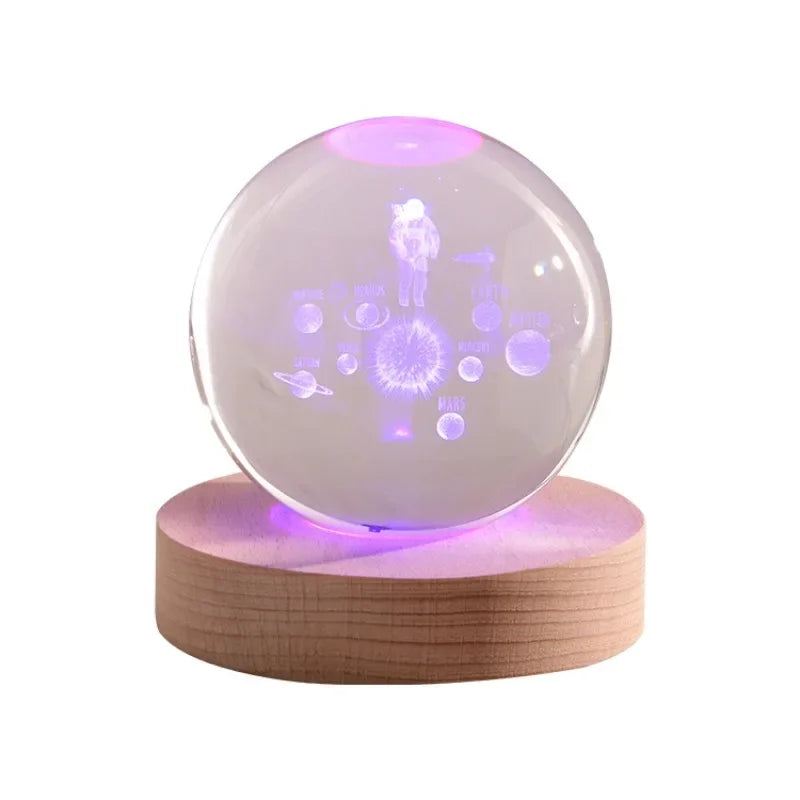 3D Crystal Ball Crystal Planet Laser Engraved Solar System