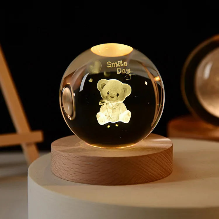 3D Crystal Ball Crystal Planet Laser Engraved Solar System
