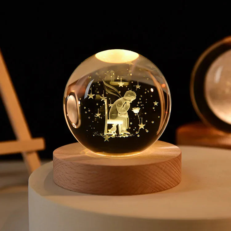 3D Crystal Ball Crystal Planet Laser Engraved Solar System