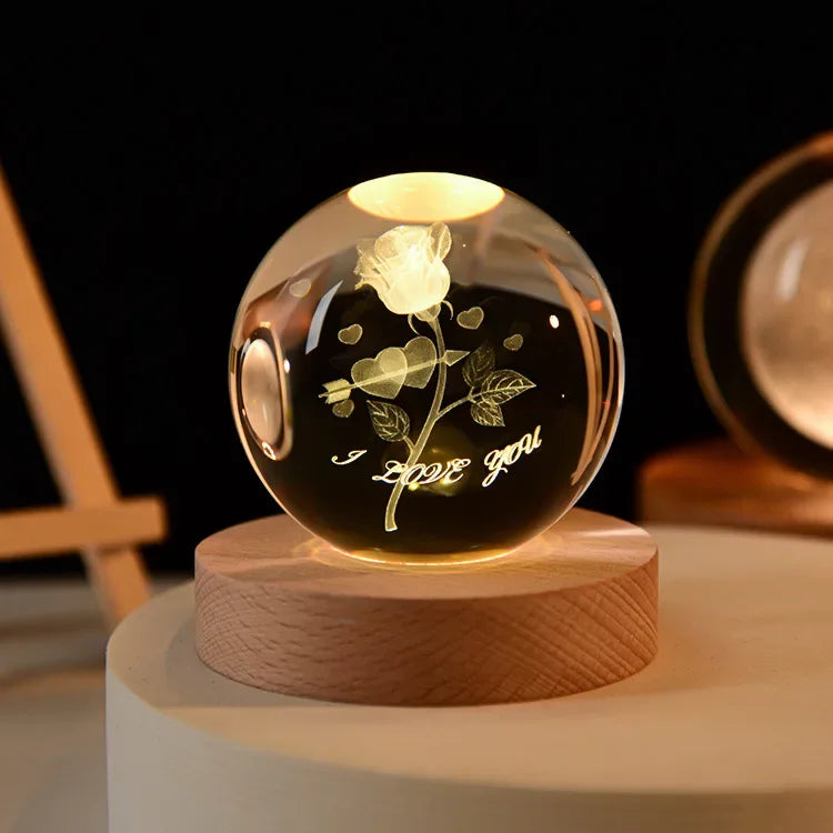 3D Crystal Ball Crystal Planet Laser Engraved Solar System