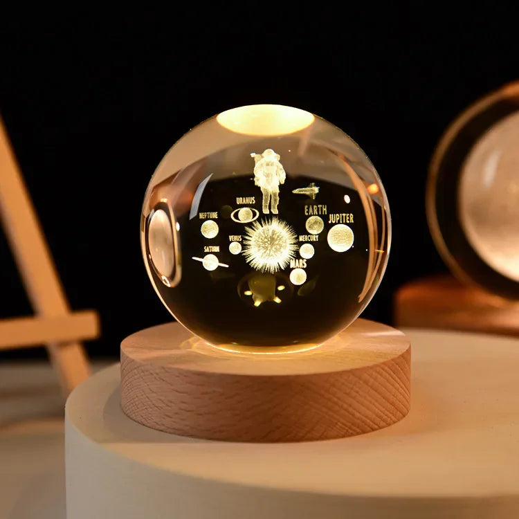 3D Crystal Ball Crystal Planet Laser Engraved Solar System