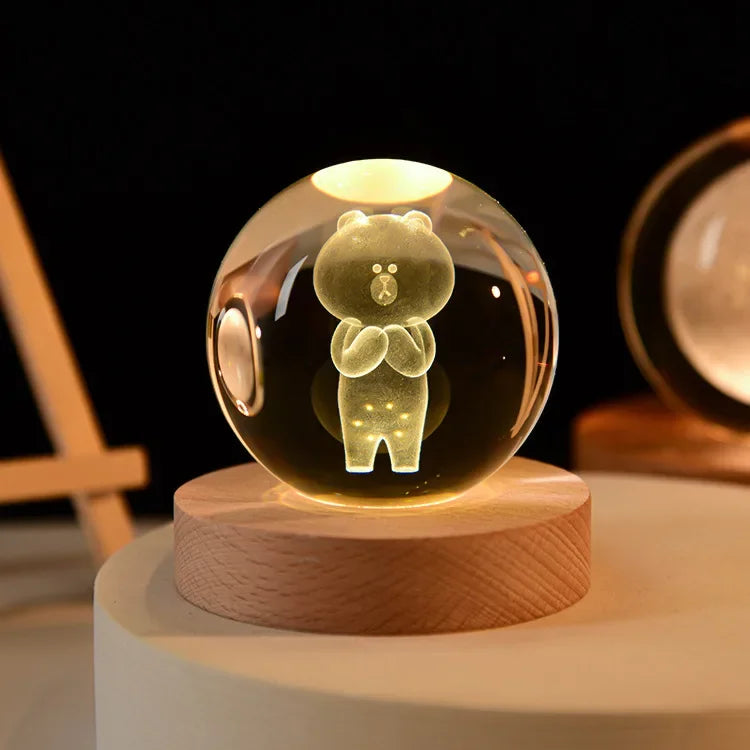 3D Crystal Ball Crystal Planet Laser Engraved Solar System