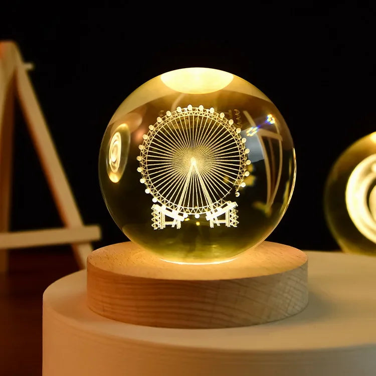 3D Crystal Ball Crystal Planet Laser Engraved Solar System