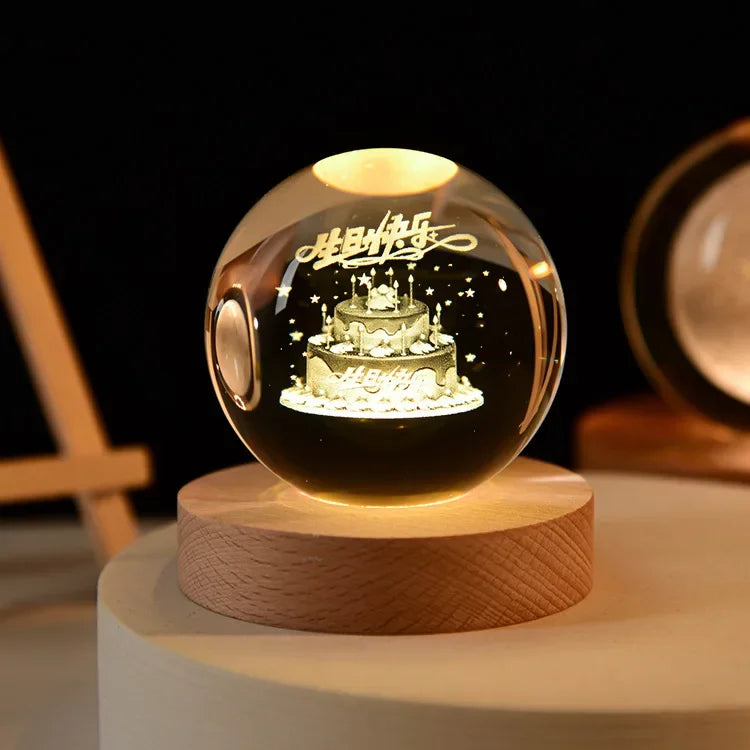 3D Crystal Ball Crystal Planet Laser Engraved Solar System