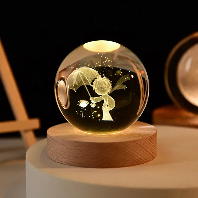 3D Crystal Ball Crystal Planet Laser Engraved Solar System