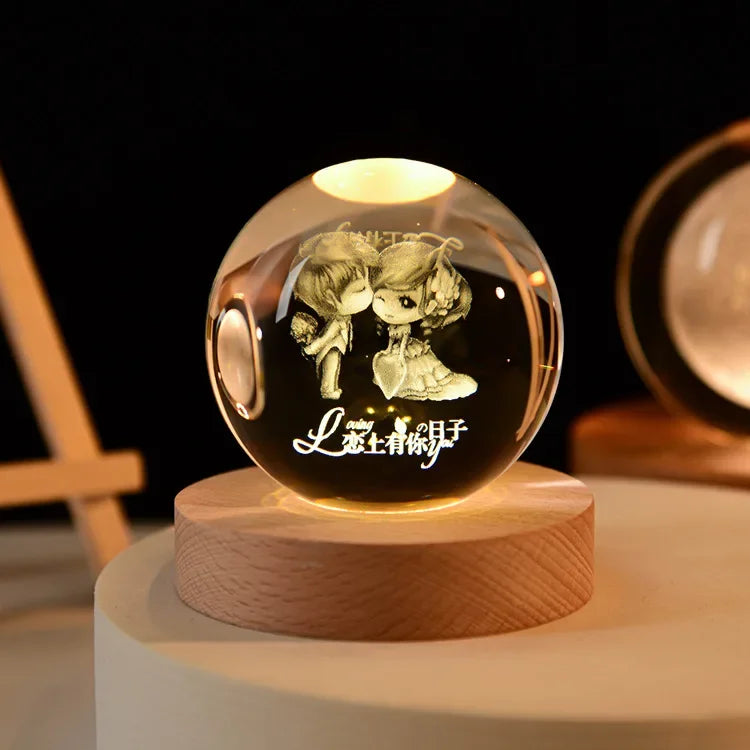 3D Crystal Ball Crystal Planet Laser Engraved Solar System