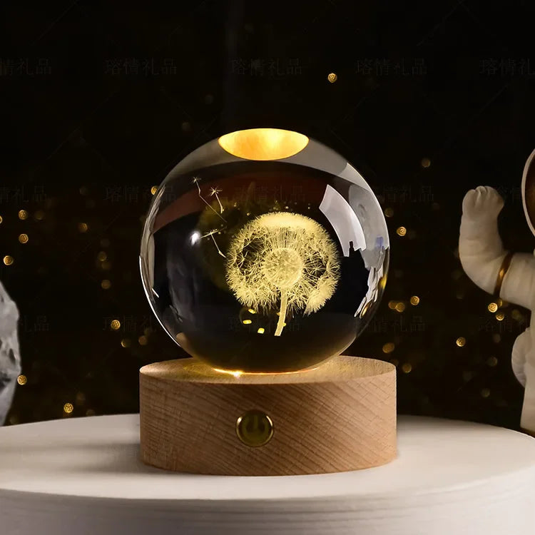 3D Crystal Ball Crystal Planet Laser Engraved Solar System