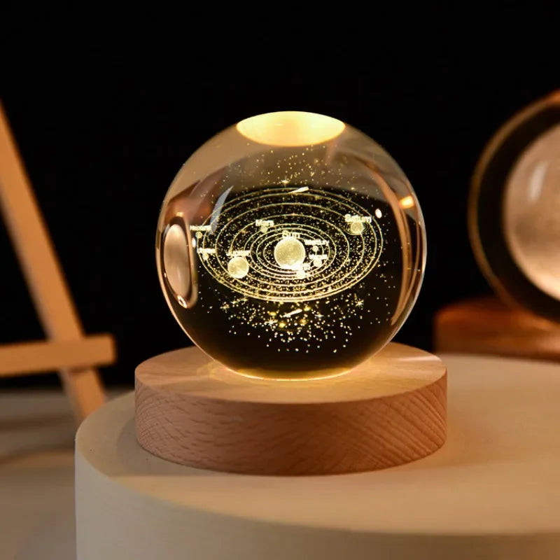 3D Crystal Ball Crystal Planet Laser Engraved Solar System