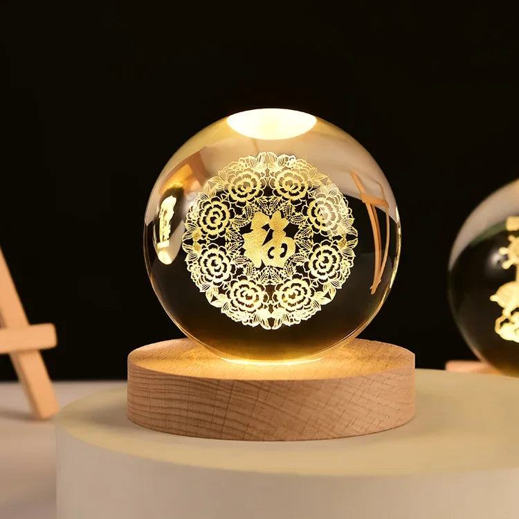 3D Crystal Ball Crystal Planet Laser Engraved Solar System