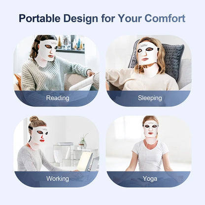 Silicone LED Mask Face With Neck 7 Colors LED Photon Red Light Infrared Therapy Flexible Facial Mask Repair Skin
