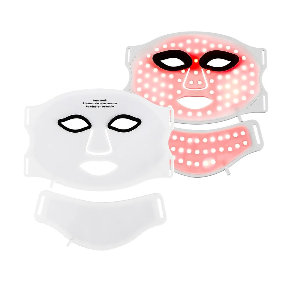 Silicone LED Mask Face With Neck 7 Colors LED Photon Red Light Infrared Therapy Flexible Facial Mask Repair Skin