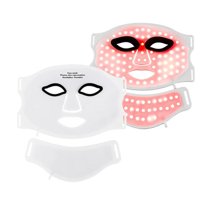 Silicone LED Mask Face With Neck 7 Colors LED Photon Red Light Infrared Therapy Flexible Facial Mask Repair Skin