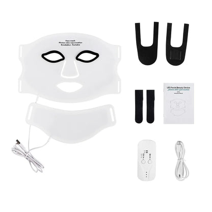 Silicone LED Mask Face With Neck 7 Colors LED Photon Red Light Infrared Therapy Flexible Facial Mask Repair Skin