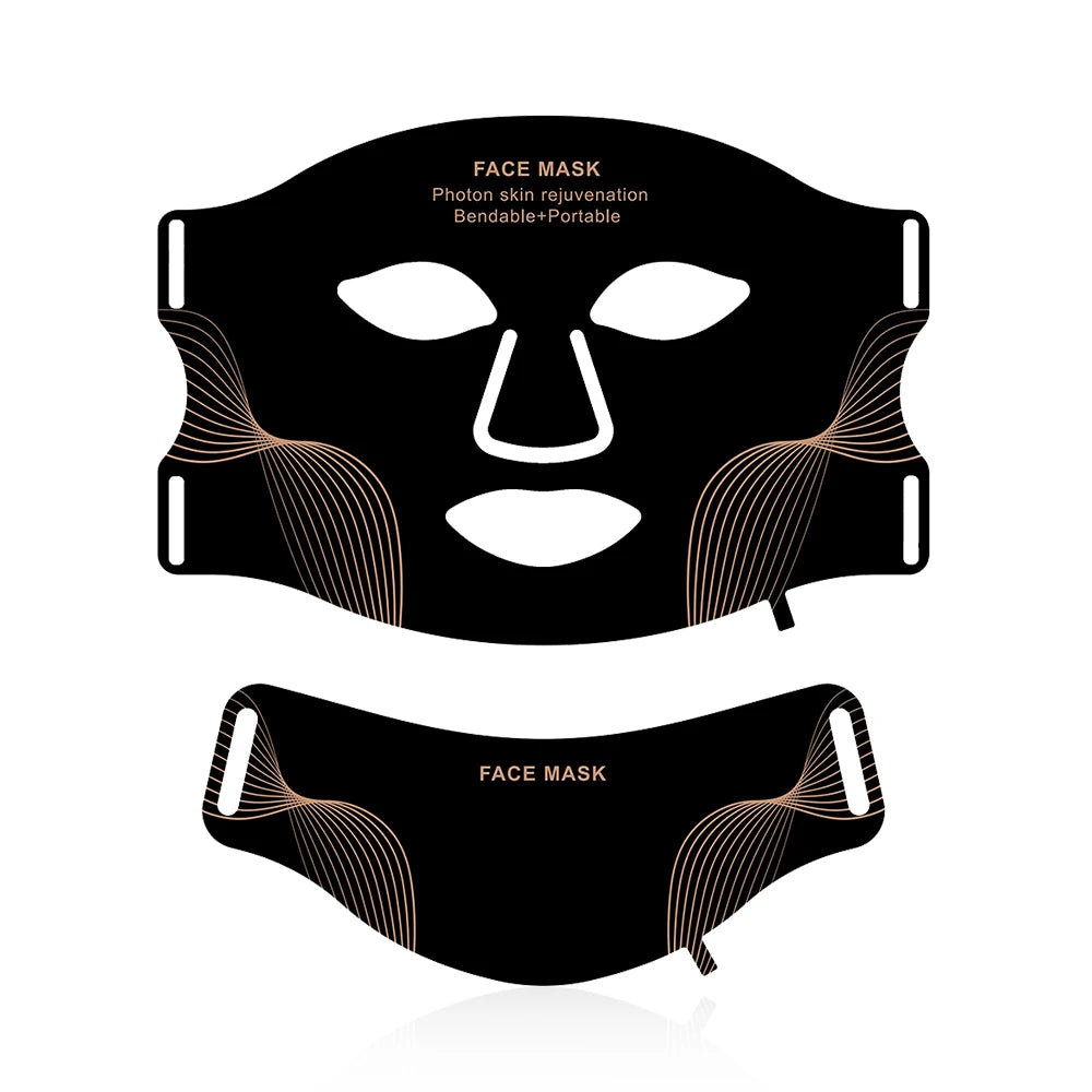 Silicone LED Mask Face With Neck 7 Colors LED Photon Red Light Infrared Therapy Flexible Facial Mask Repair Skin