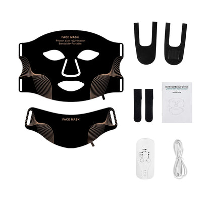 Silicone LED Mask Face With Neck 7 Colors LED Photon Red Light Infrared Therapy Flexible Facial Mask Repair Skin