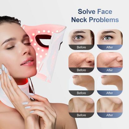 Silicone LED Mask Face With Neck 7 Colors LED Photon Red Light Infrared Therapy Flexible Facial Mask Repair Skin
